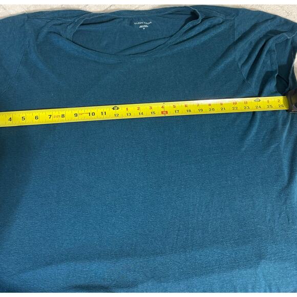 NWOT Eileen Fisher 2X Organic Linen Sustainable Top Teal Normcore Lightweight - Picture 6 of 7